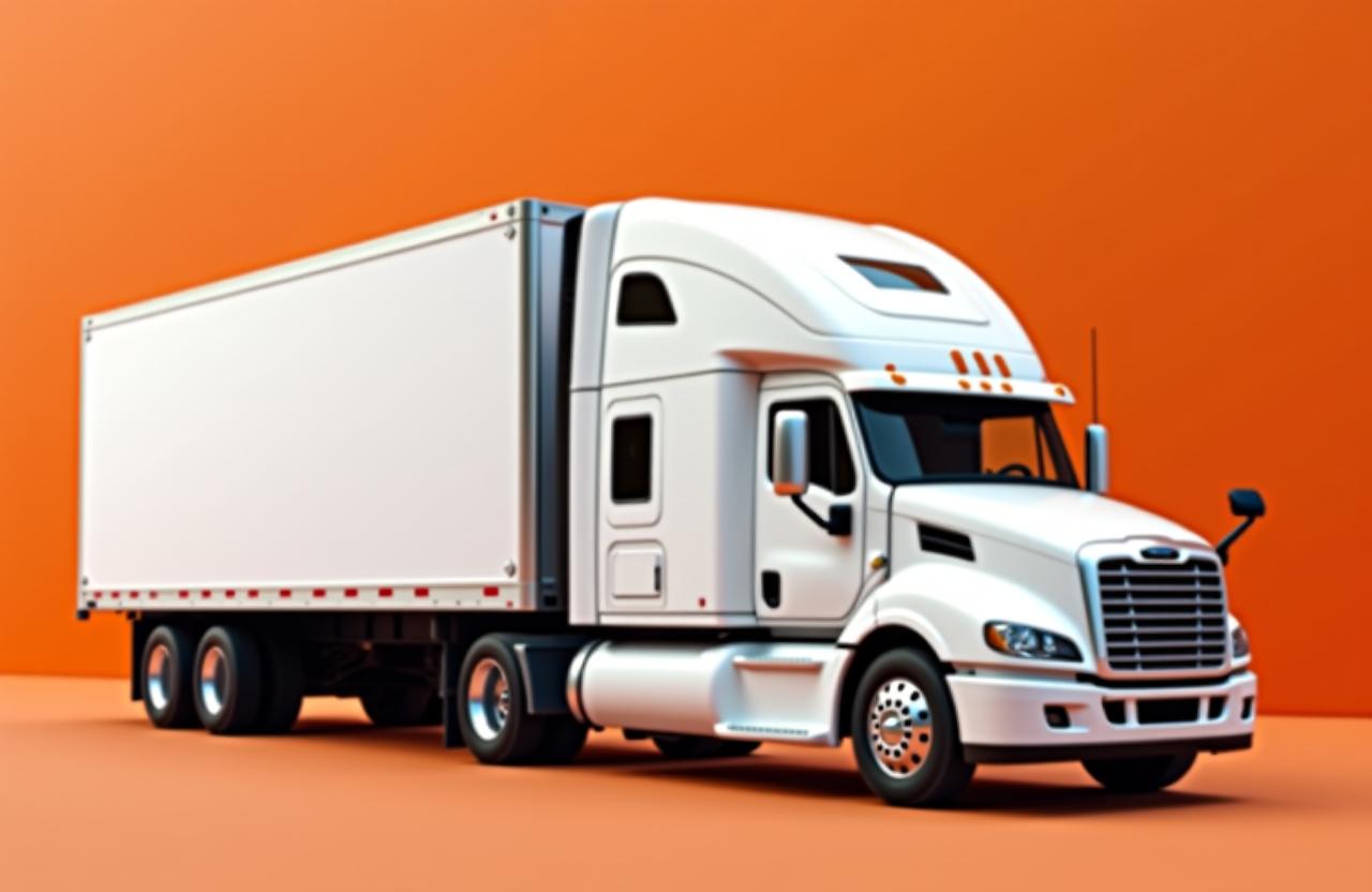 Modern logistics truck on a clean background